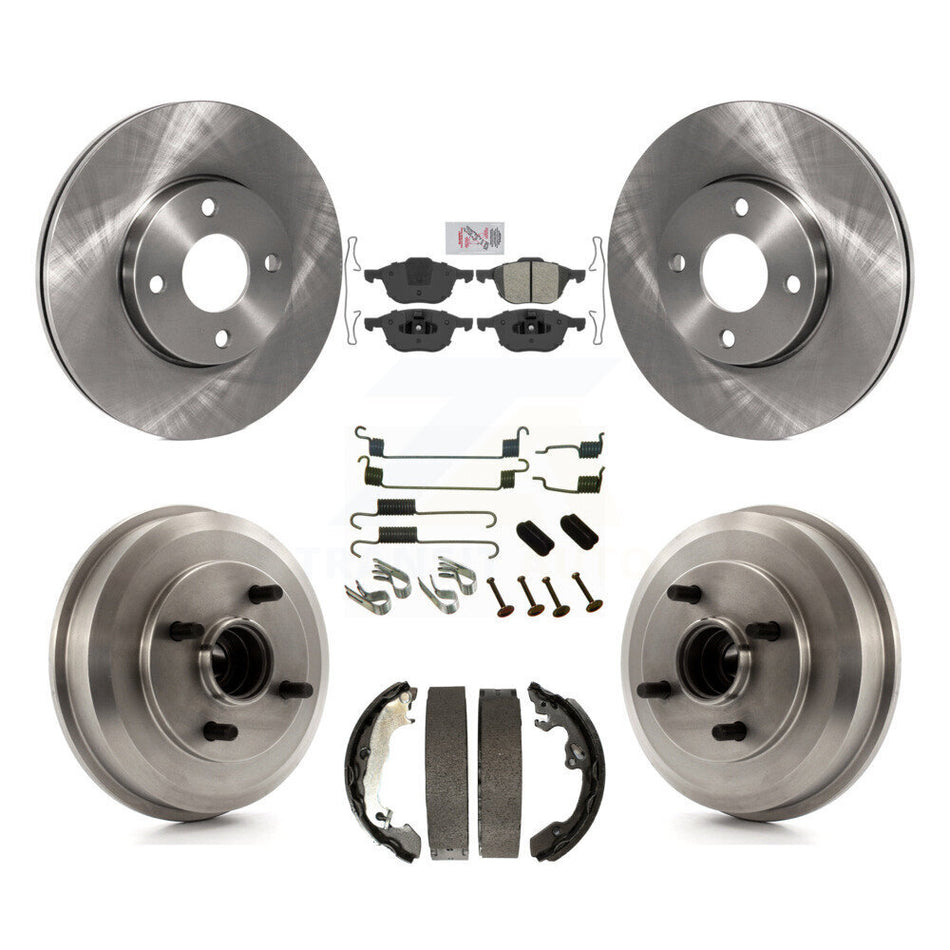 Front Rear Disc Brake Rotors Semi-Metallic Pads And Drum Kit (7Pc) For Ford Focus K8A-100135
