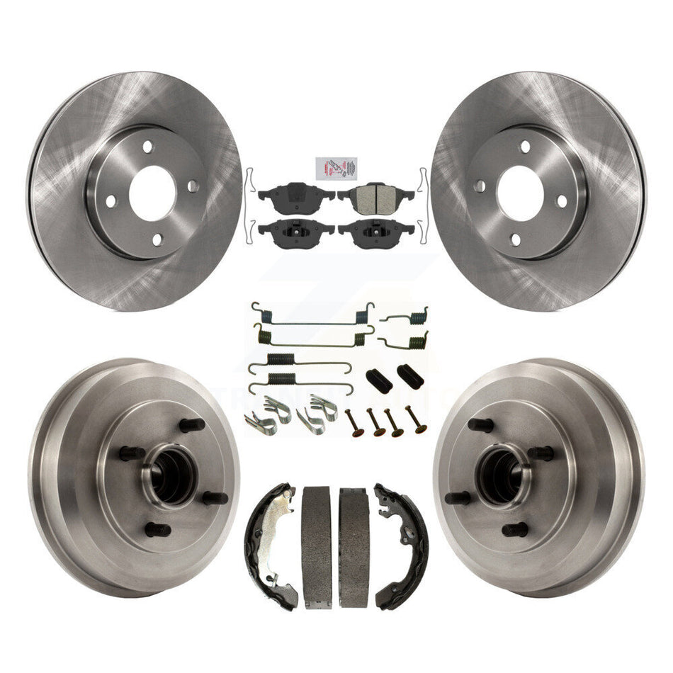Front Rear Disc Brake Rotors Semi-Metallic Pads And Drum Kit (7Pc) For Ford Focus K8A-100135