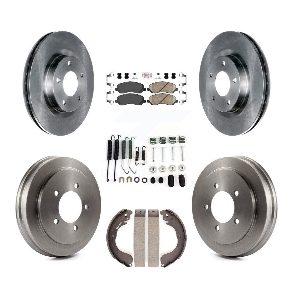Front Rear Brake Rotors Ceramic Pad Drum Kit (7Pc) For Jeep Patriot Compass Dodge Caliber K8A-100137