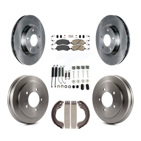Front Rear Brake Rotors Ceramic Pad Drum Kit (7Pc) For Jeep Patriot Compass Dodge Caliber K8A-100137
