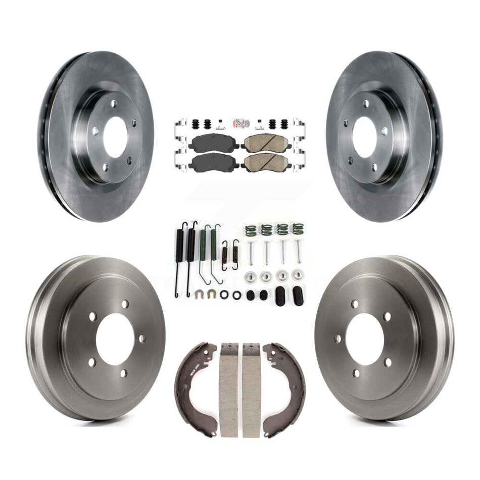 Front Rear Brake Rotors Ceramic Pad Drum Kit (7Pc) For Jeep Patriot Compass Dodge Caliber K8A-100137