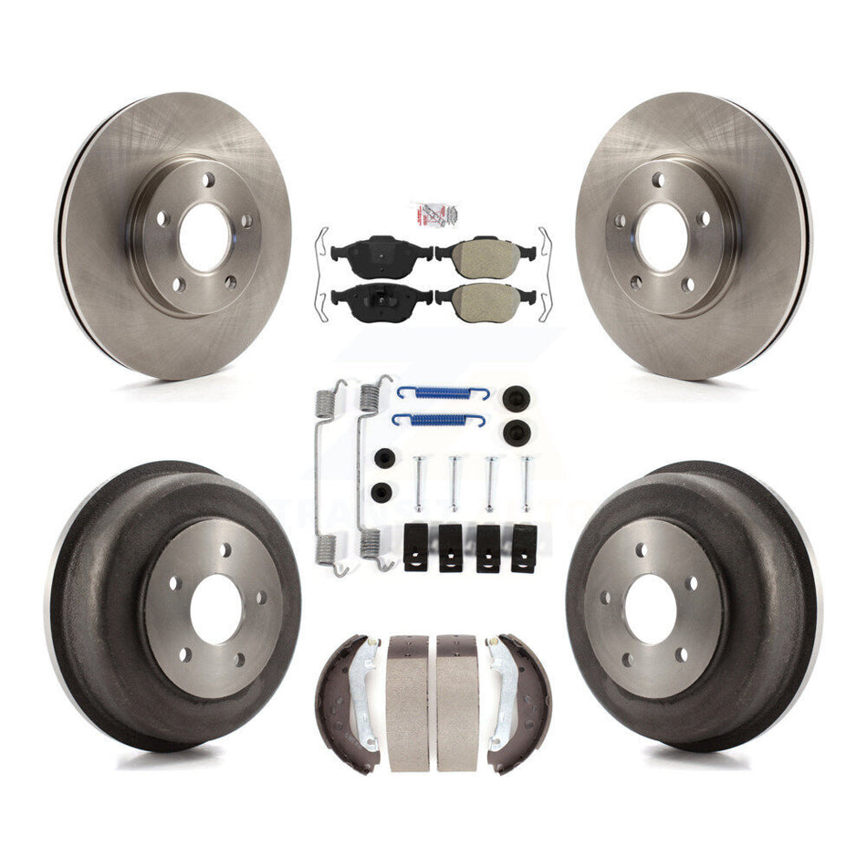 Front Rear Brake Rotors Semi-Metallic Pad & Drum Kit (7Pc) For 10-13 Ford Transit Connect K8A-100142