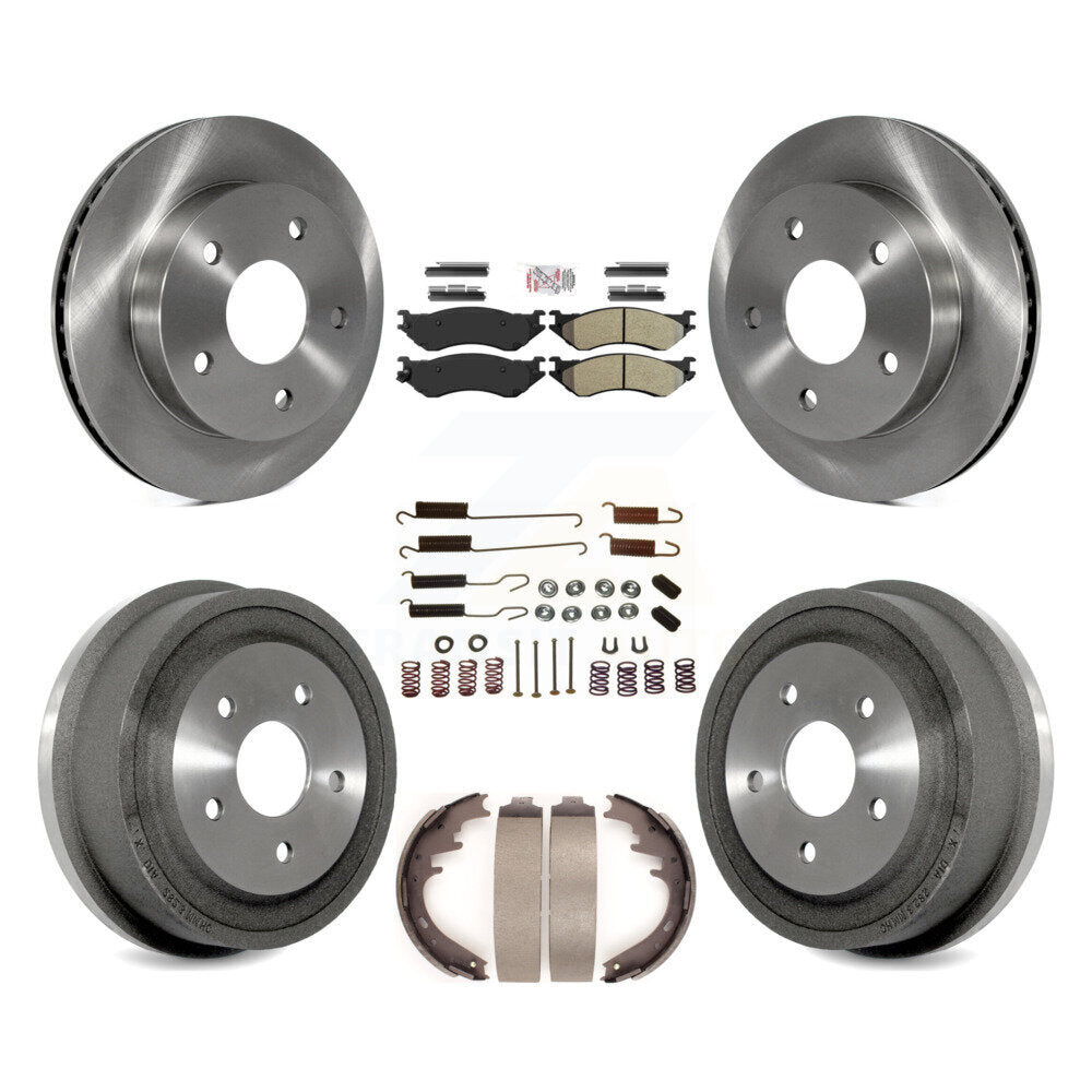 Front Rear Brake Rotors Semi-Metallic Pad Drum Kit (7Pc) For 2000-2001 Dodge Ram 1500 RWD K8A-100143