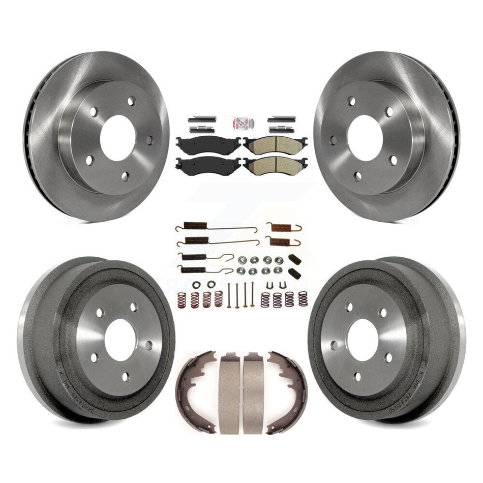 Front Rear Brake Rotors Semi-Metallic Pad Drum Kit (7Pc) For 2000-2001 Dodge Ram 1500 RWD K8A-100143