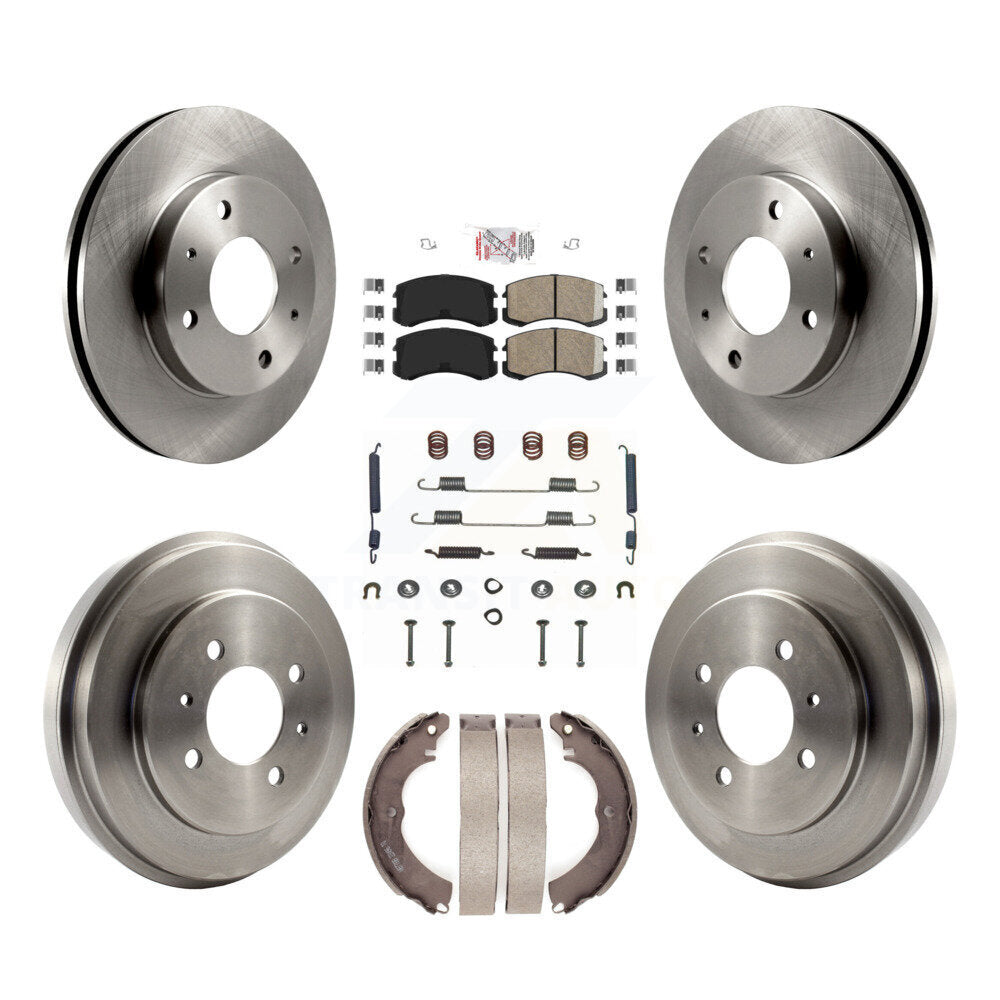 Front Rear Disc Brake Rotors Ceramic Pads And Drum Kit (7Pc) For Mitsubishi Lancer K8A-100145