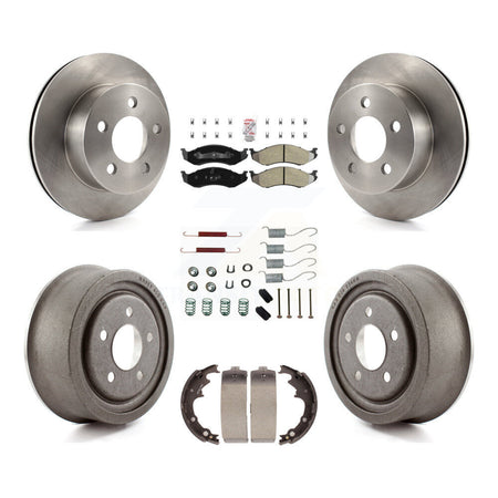 Front Rear Disc Brake Rotors Semi-Metallic Pads And Drum Kit (7Pc) For Jeep Wrangler K8A-100154