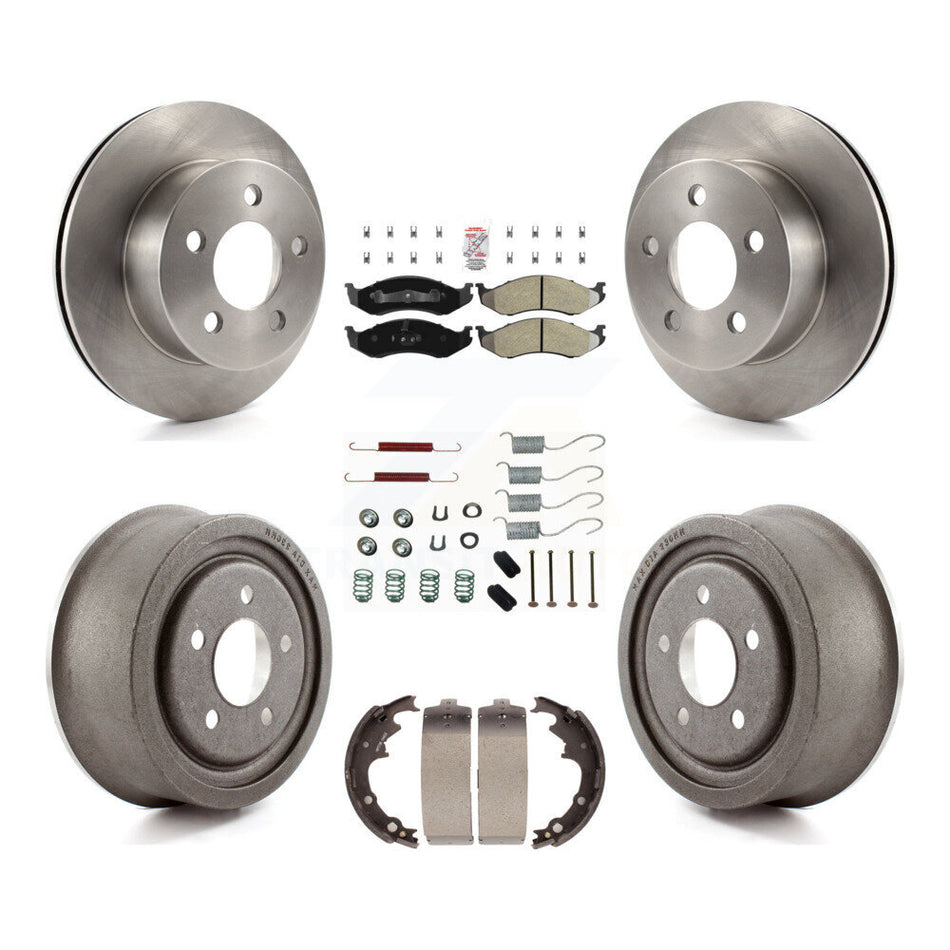 Front Rear Disc Brake Rotors Semi-Metallic Pads And Drum Kit (7Pc) For Jeep Wrangler K8A-100154