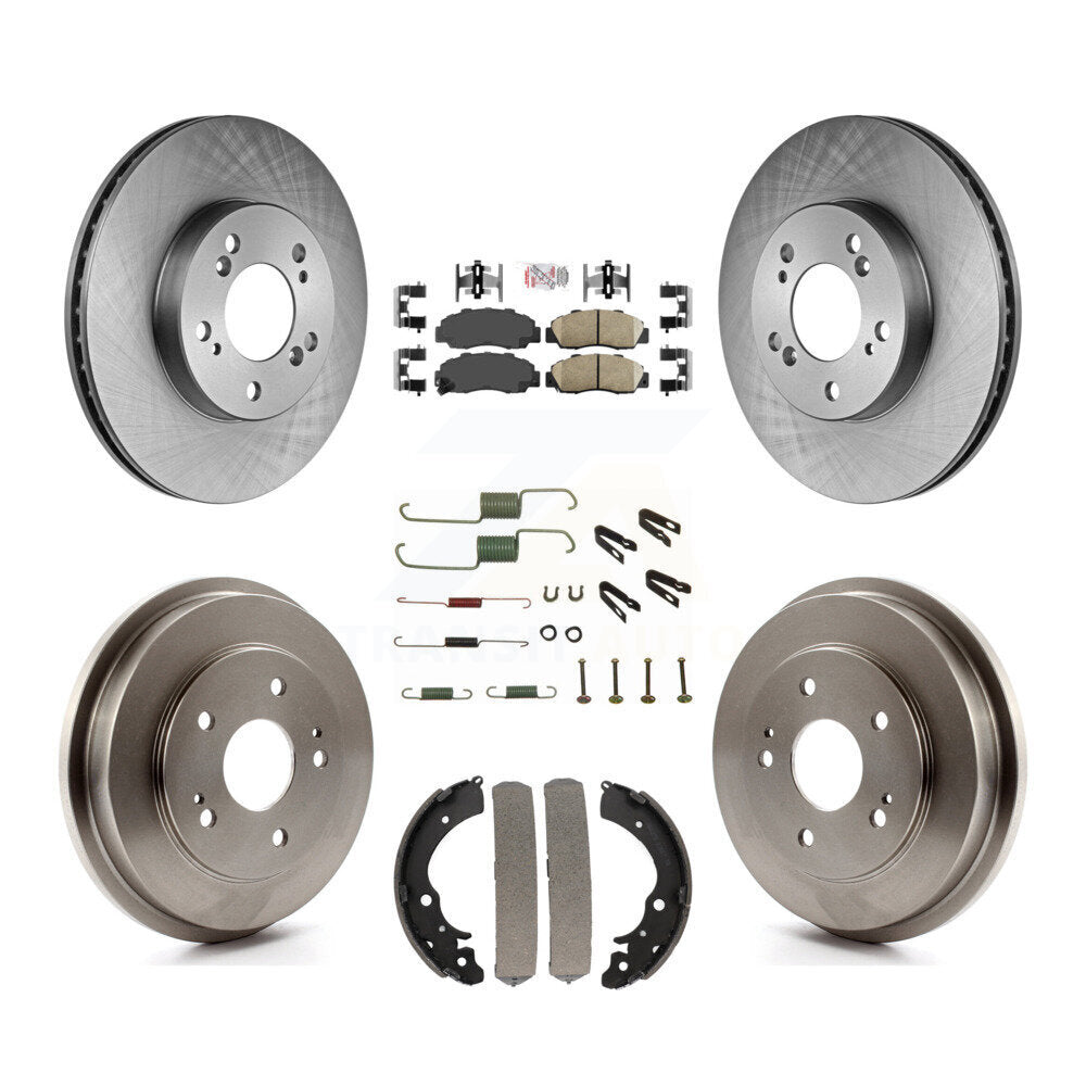 Front Rear Disc Brake Rotors Ceramic Pads And Drum Kit (7Pc) For 1997-2001 Honda CR-V K8A-100182