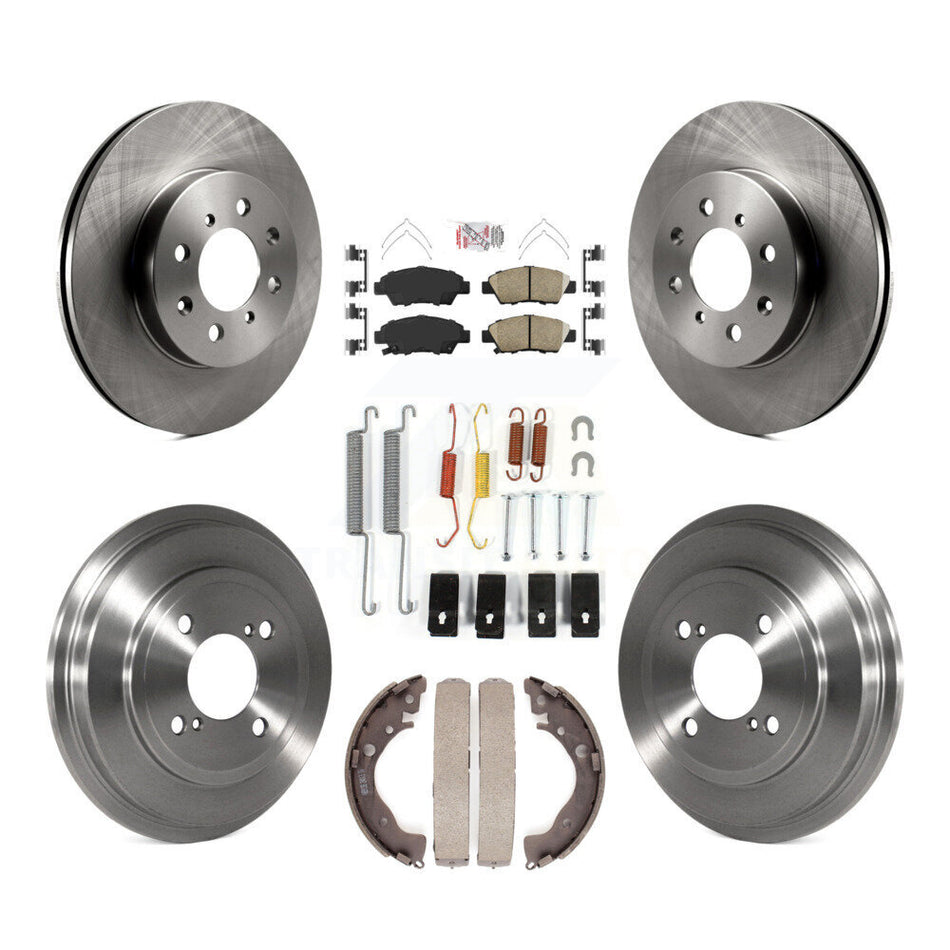 Front Rear Brake Rotor Ceramic Pad & Drum Kit (7Pc) For 2013 Honda Fit DX with GAS engine K8A-100191
