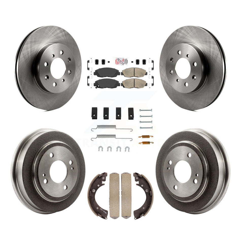 Front Rear Disc Brake Rotors Ceramic Pads And Drum Kit (7Pc) For Honda Civic Acura EL K8A-100194