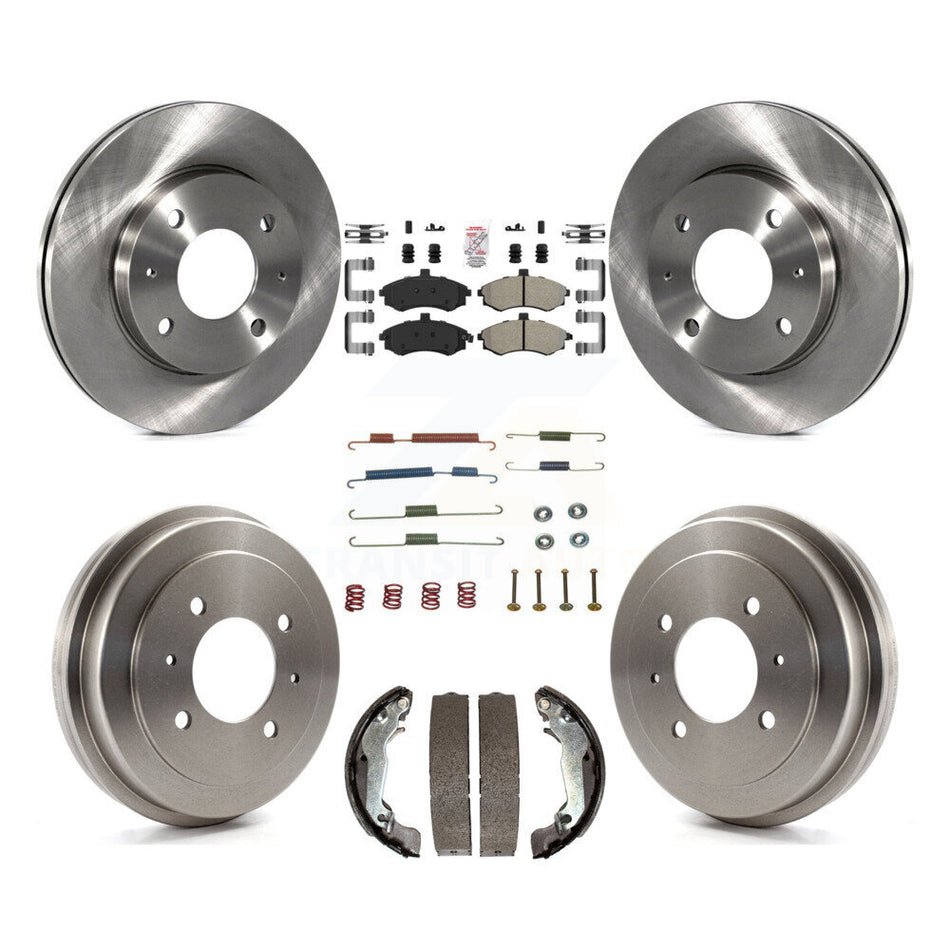 Front Rear Disc Brake Rotors Semi-Metallic Pads And Drum Kit (7Pc) For Hyundai Elantra K8A-100201