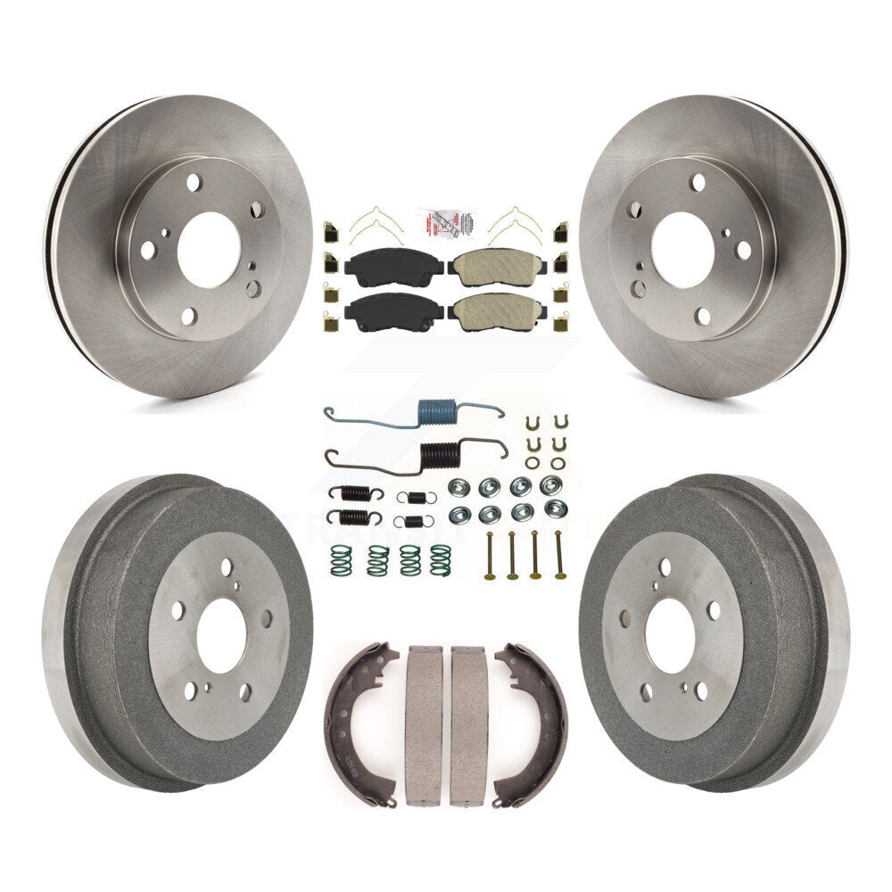 Front Rear Disc Brake Rotors Ceramic Pads And Drum Kit (7Pc) For Toyota Camry 2.2L K8A-100215