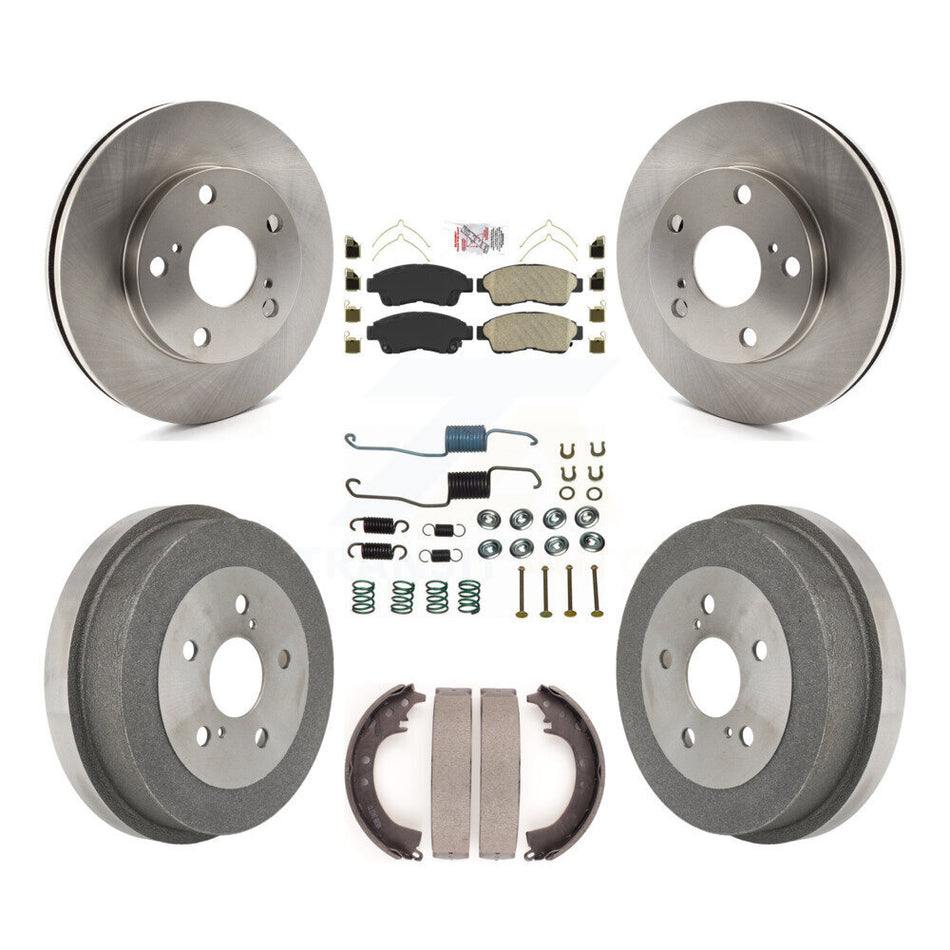 Front Rear Disc Brake Rotors Ceramic Pads And Drum Kit (7Pc) For Toyota Camry 2.2L K8A-100215