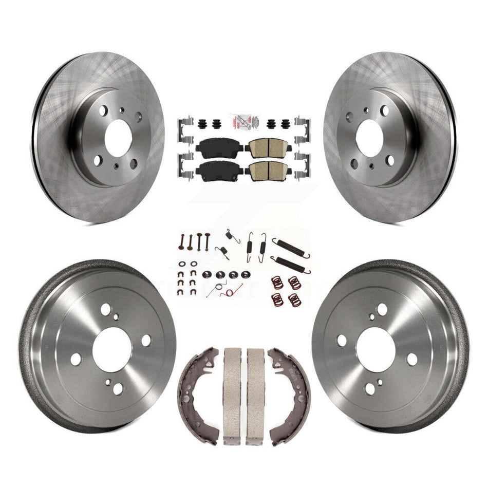 Front Rear Disc Brake Rotors Ceramic Pads And Drum Kit (7Pc) For 2001-2005 Toyota Echo K8A-100221