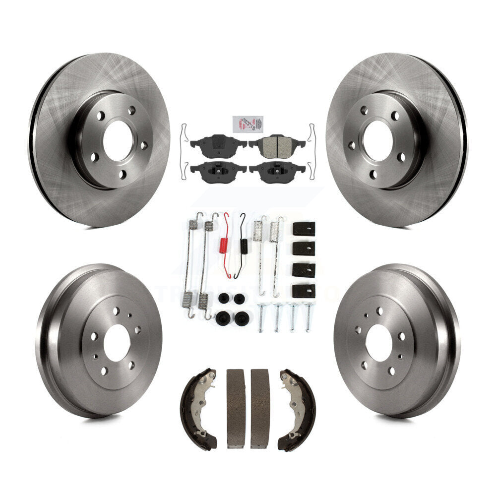 Front Rear Disc Brake Rotor Semi-Metallic Pad And Drum Kit (7Pc) For Ford Focus FMSI=1004 K8A-100234