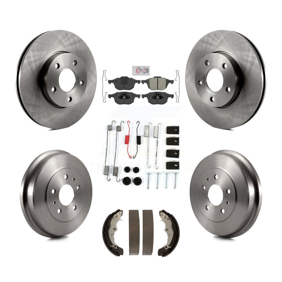 Front Rear Disc Brake Rotor Semi-Metallic Pad And Drum Kit (7Pc) For Ford Focus FMSI=1004 K8A-100234