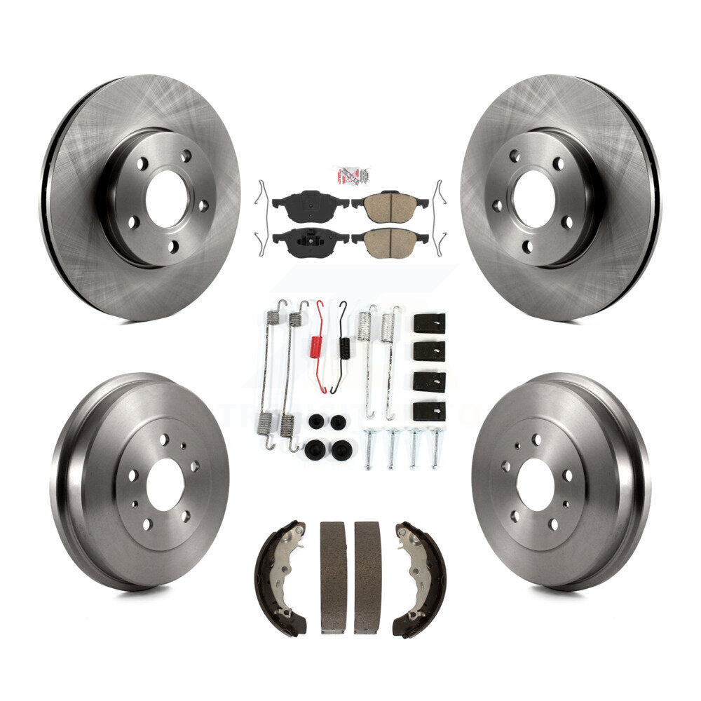 Front Rear Disc Brake Rotors Ceramic Pads And Drum Kit (7Pc) For Ford Focus FMSI=1004 K8A-100235