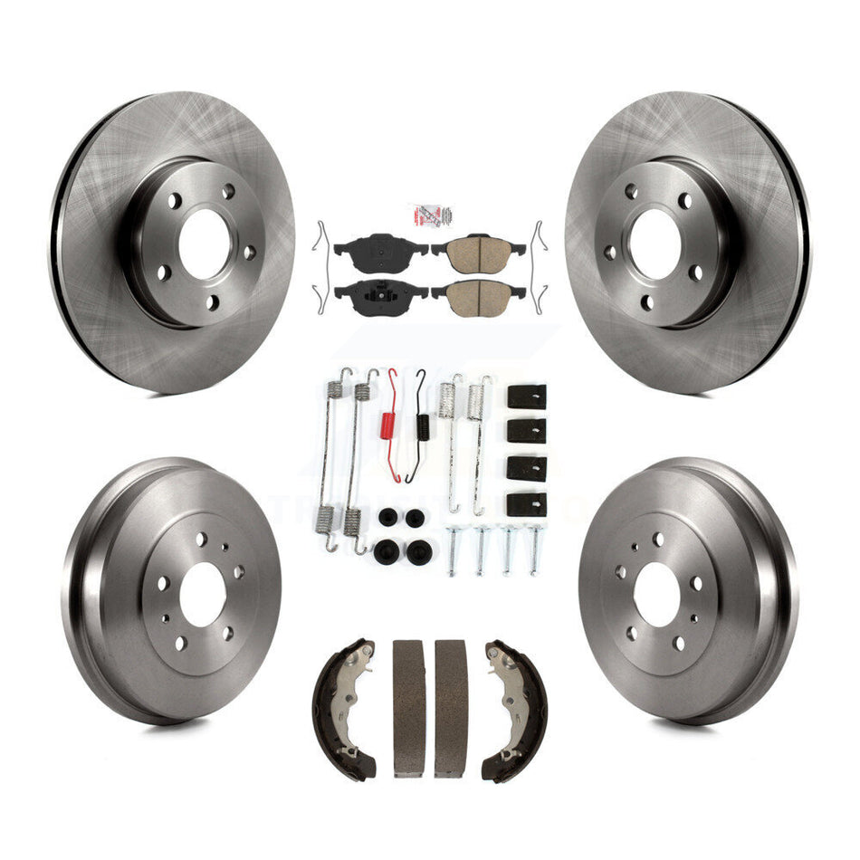 Front Rear Disc Brake Rotors Ceramic Pads And Drum Kit (7Pc) For Ford Focus FMSI=1004 K8A-100235