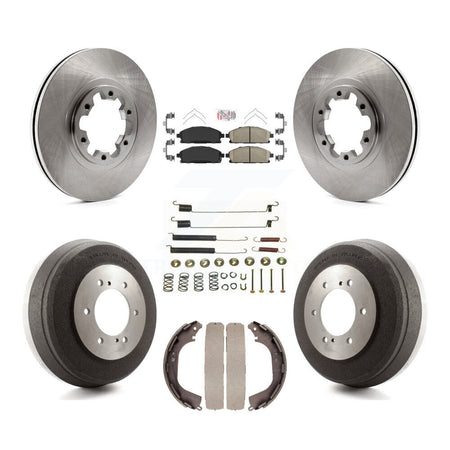 Front Rear Disc Brake Rotor Ceramic Pad Drum Kit (7Pc) For Nissan Pathfinder INFINITI QX4 K8A-100256