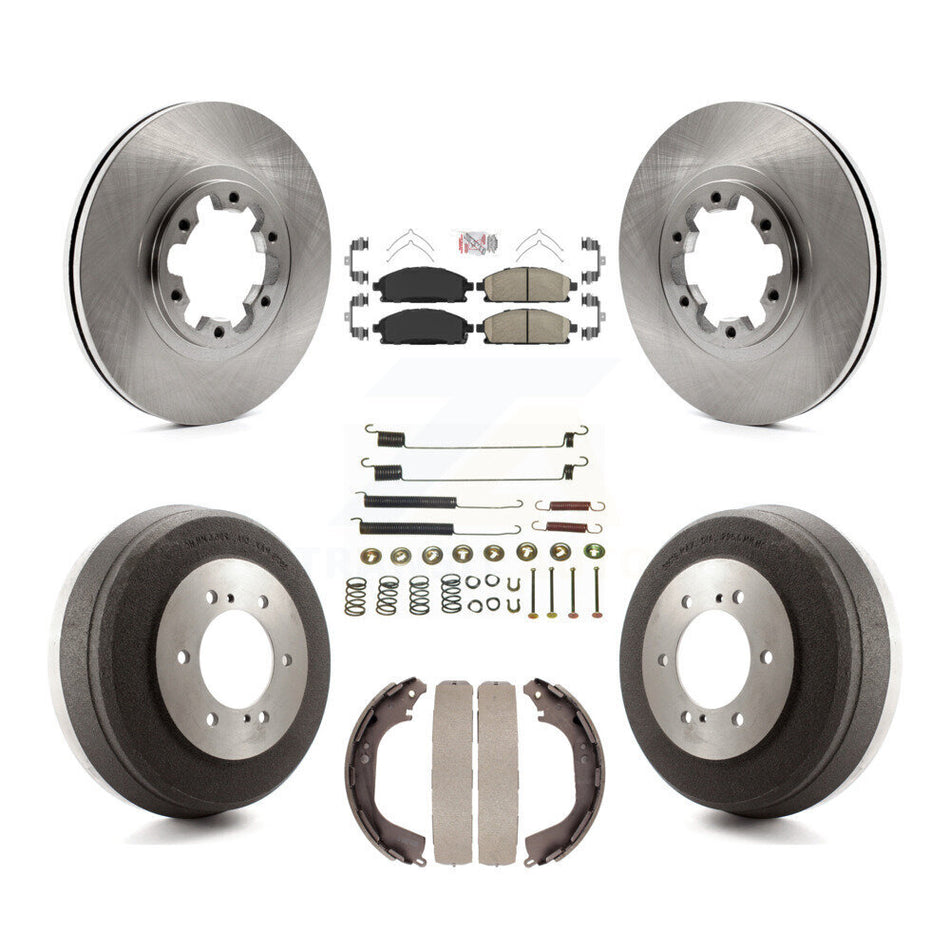 Front Rear Disc Brake Rotor Ceramic Pad Drum Kit (7Pc) For Nissan Pathfinder INFINITI QX4 K8A-100256