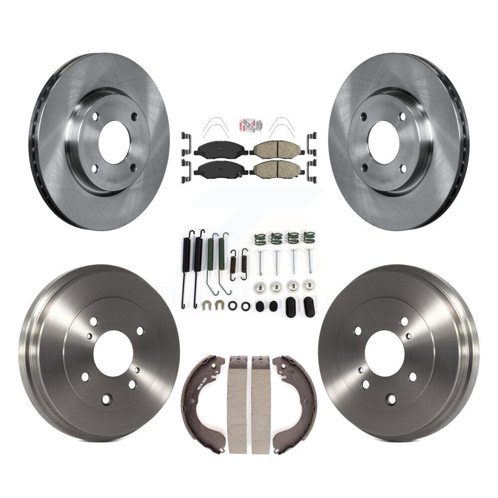 Front Rear Disc Brake Rotors Ceramic Pad Drum Kit (7Pc) For 2008 Nissan Versa 4-Wheel ABS K8A-100262