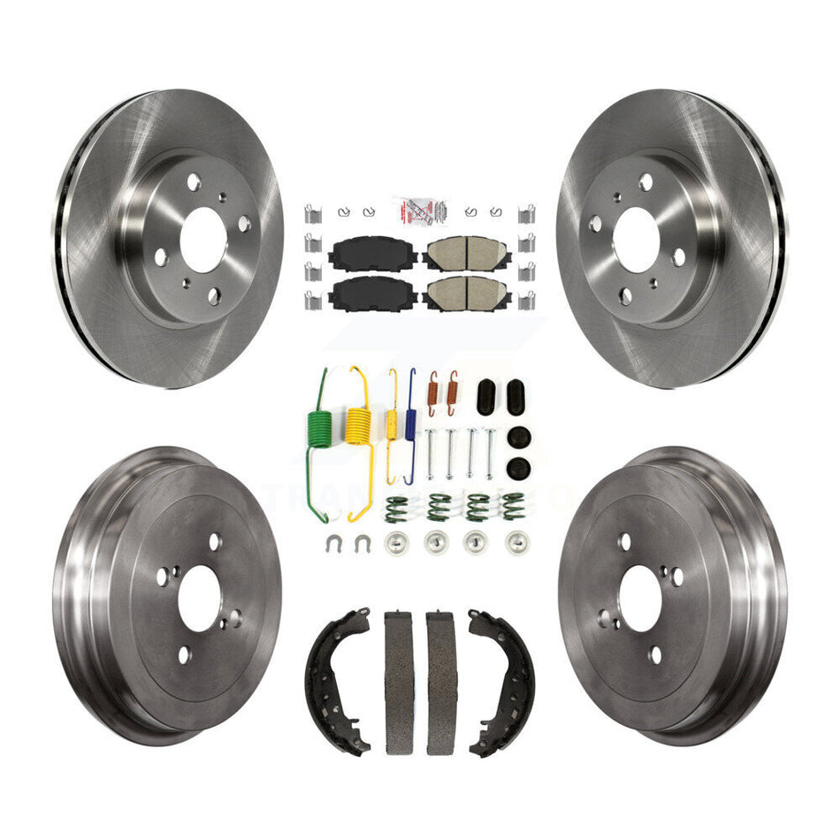 Front Rear Disc Brake Rotors Ceramic Pads And Drum Kit (7Pc) For Toyota Yaris K8A-100264