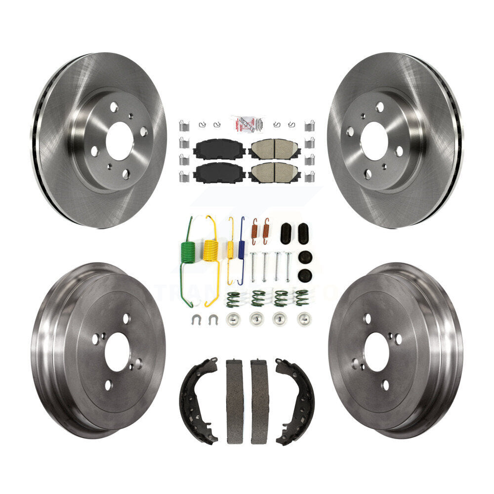 Front Rear Disc Brake Rotors Ceramic Pads And Drum Kit (7Pc) For Toyota Yaris K8A-100265