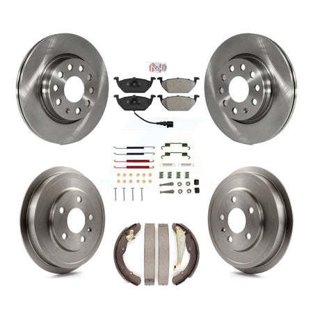 Front Rear Disc Brake Rotors Semi-Metallic Pads And Drum Kit (7Pc) For Volkswagen Jetta K8A-100270