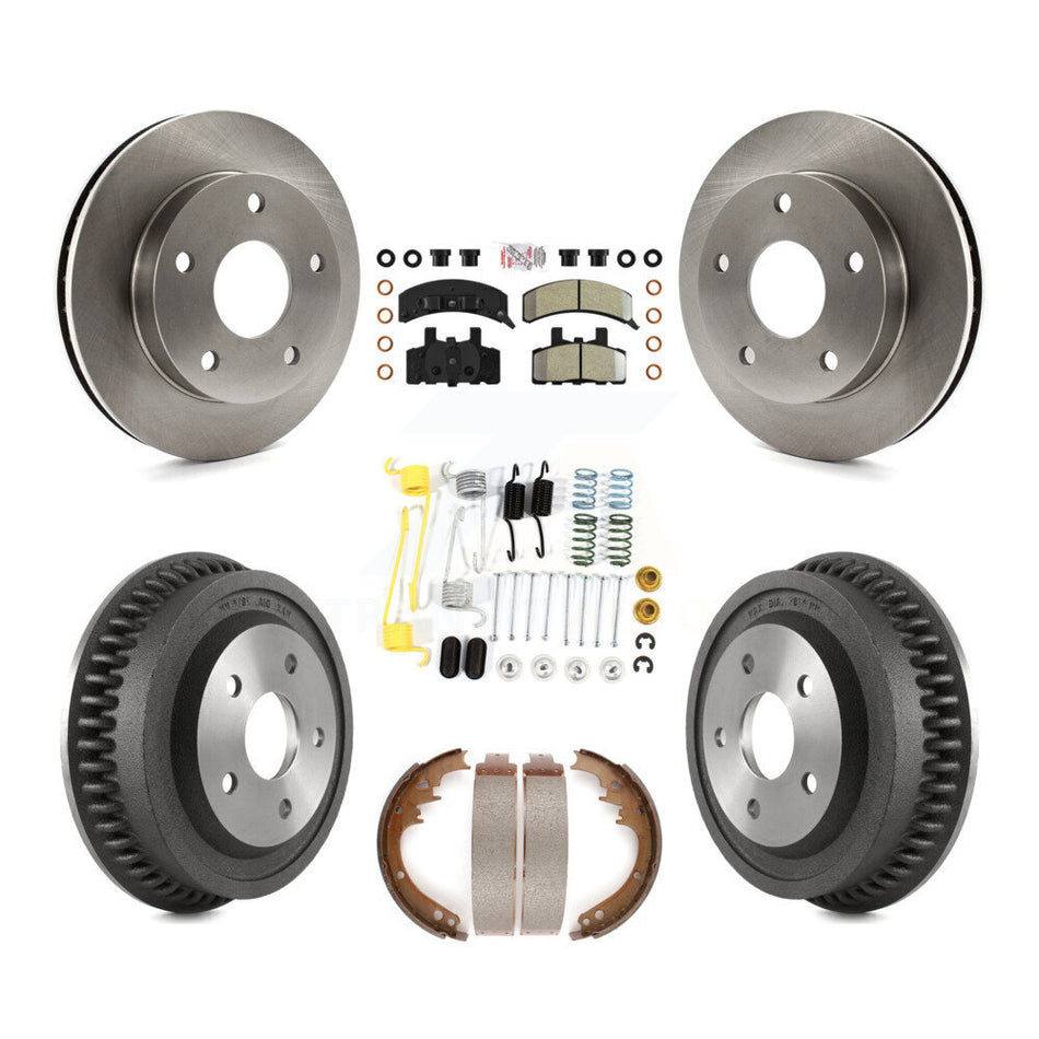Front Rear Brake Rotors Semi-Metallic Pad Drum Kit (7Pc) For 1994-1999 Dodge Ram 1500 4WD K8A-100273