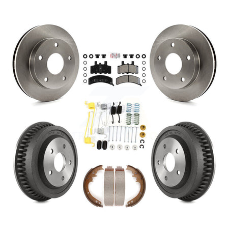 Front Rear Brake Rotors Semi-Metallic Pad Drum Kit (7Pc) For 1994-1999 Dodge Ram 1500 4WD K8A-100274