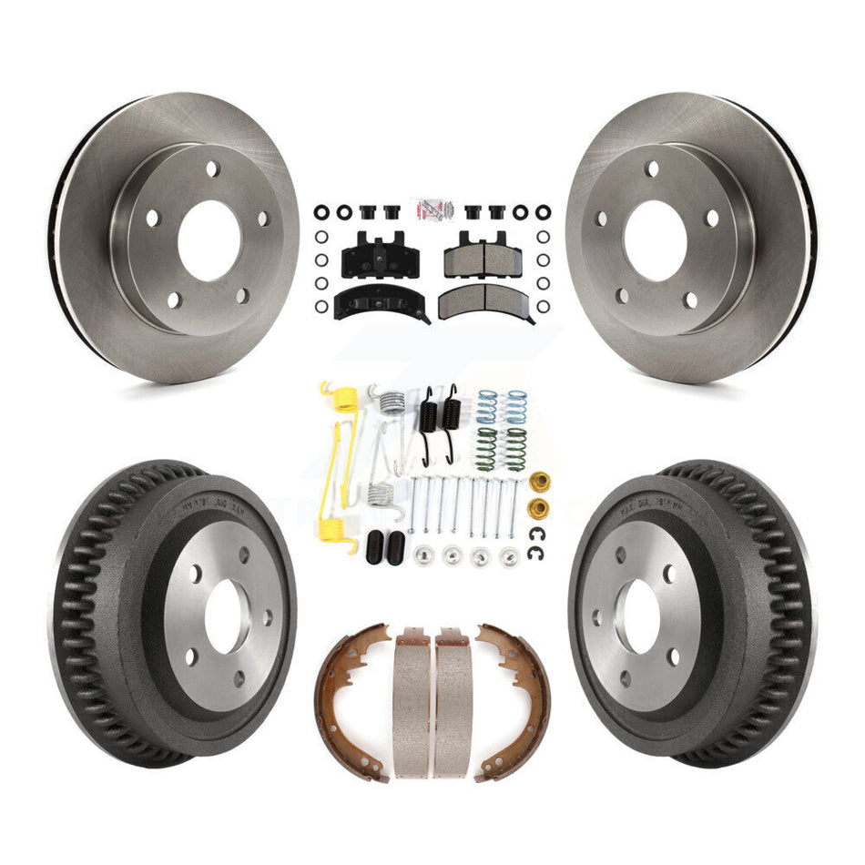 Front Rear Brake Rotors Semi-Metallic Pad Drum Kit (7Pc) For 1994-1999 Dodge Ram 1500 4WD K8A-100274