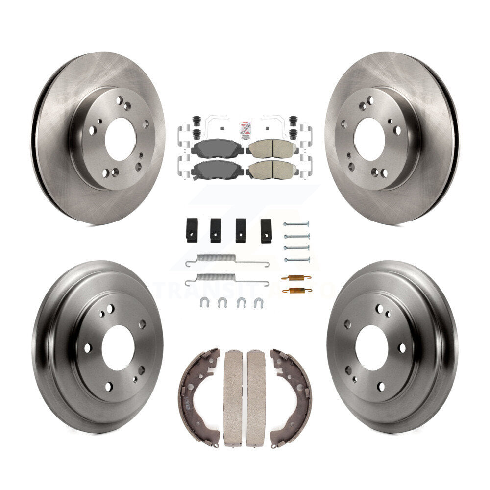 Front Rear Disc Brake Rotors Ceramic Pads And Drum Kit (7Pc) For Honda Civic K8A-100277