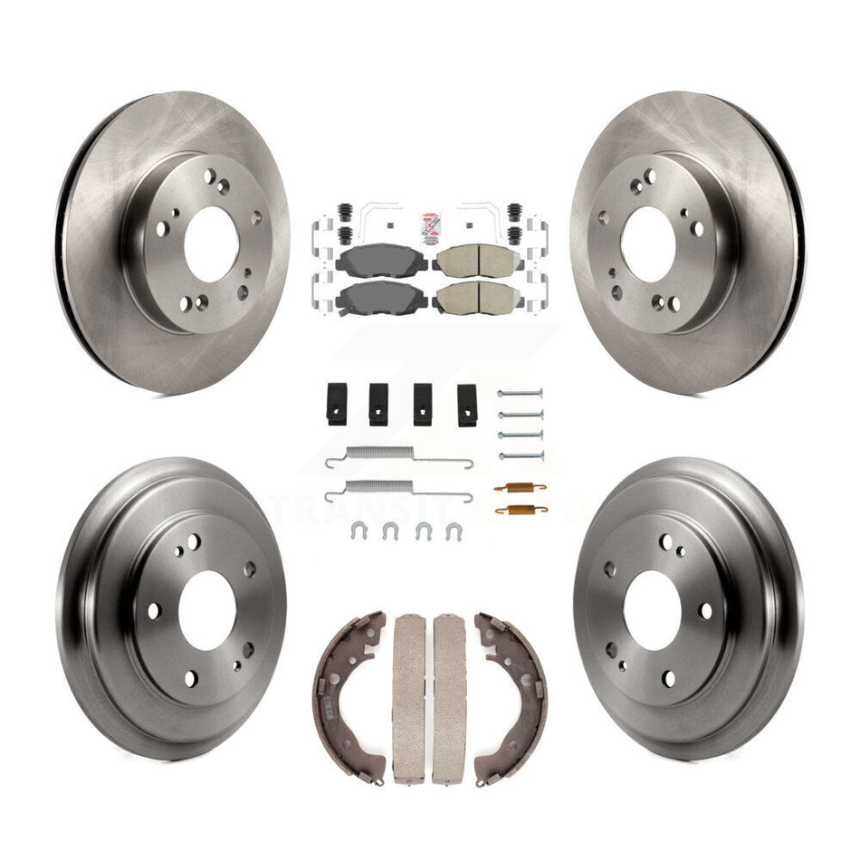 Front Rear Disc Brake Rotors Ceramic Pads And Drum Kit (7Pc) For Honda Civic K8A-100277