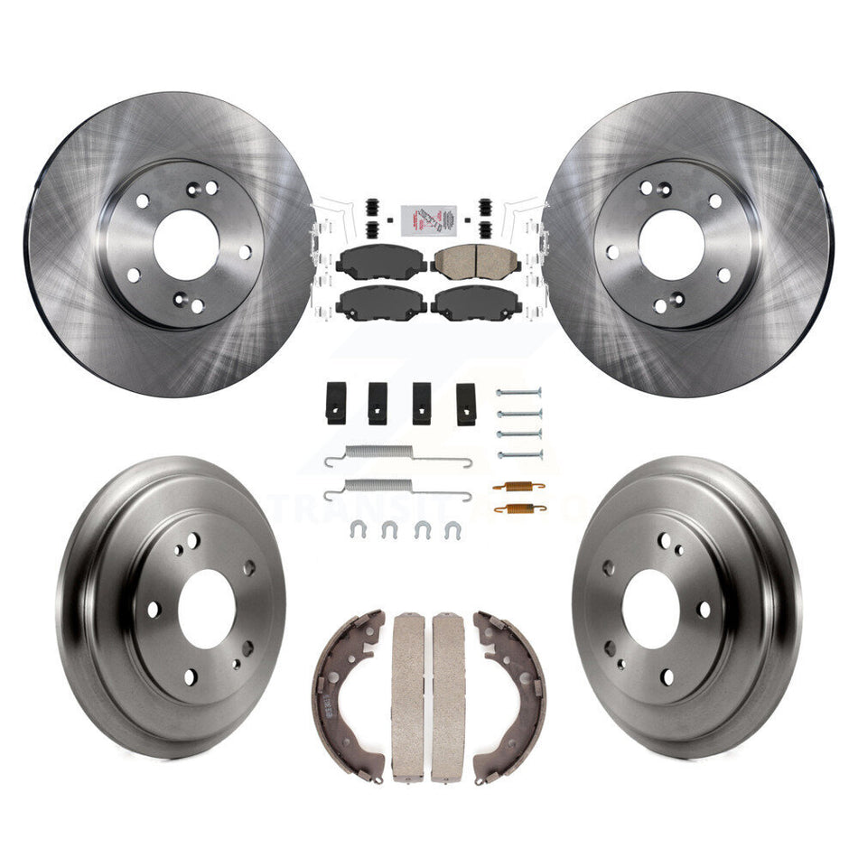 Front Rear Disc Brake Rotors Ceramic Pads And Drum Kit (7Pc) For Honda Civic K8A-100281