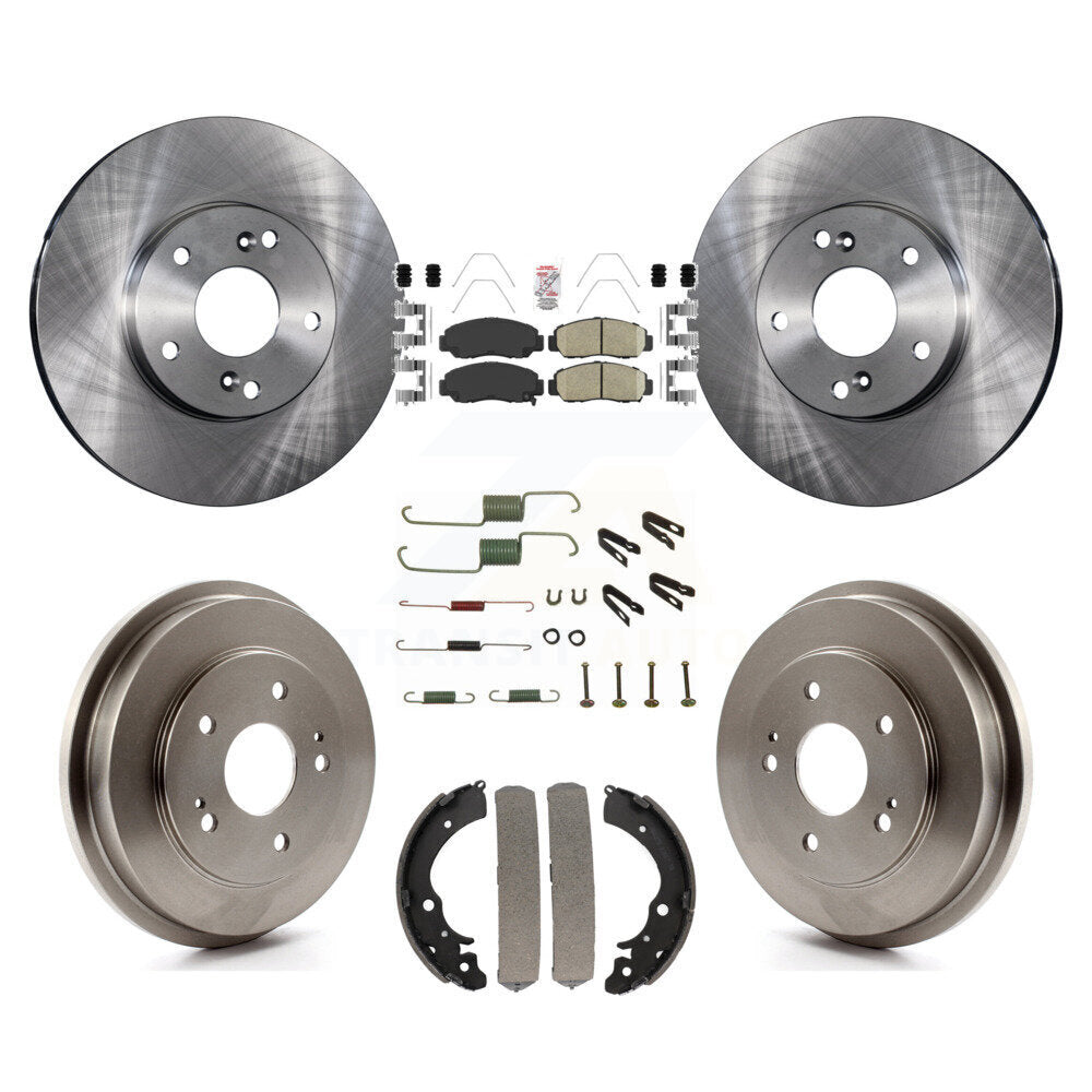 Front Rear Disc Brake Rotors Ceramic Pads And Drum Kit (7Pc) For Honda Civic Accord K8A-100285