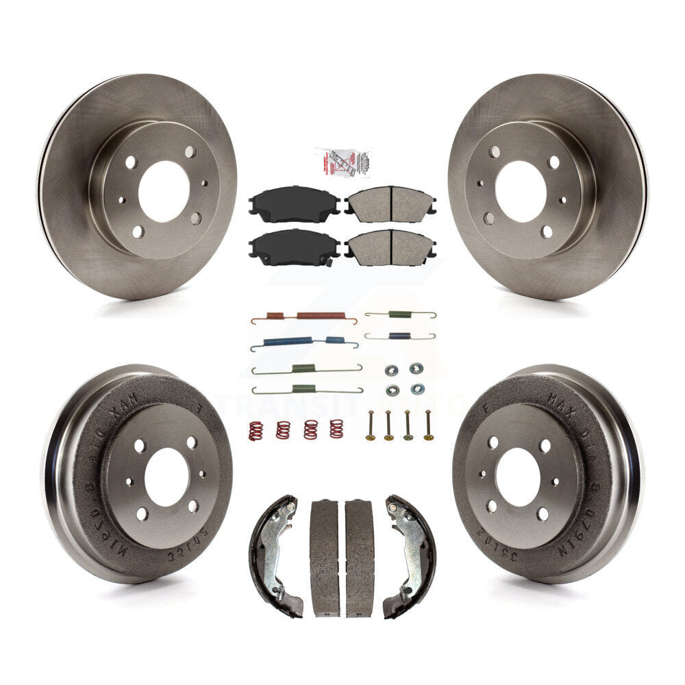 Front Rear Disc Brake Rotor Semi-Metallic Pad Drum Kit (7Pc) For 2003-2005 Hyundai Accent K8A-100289