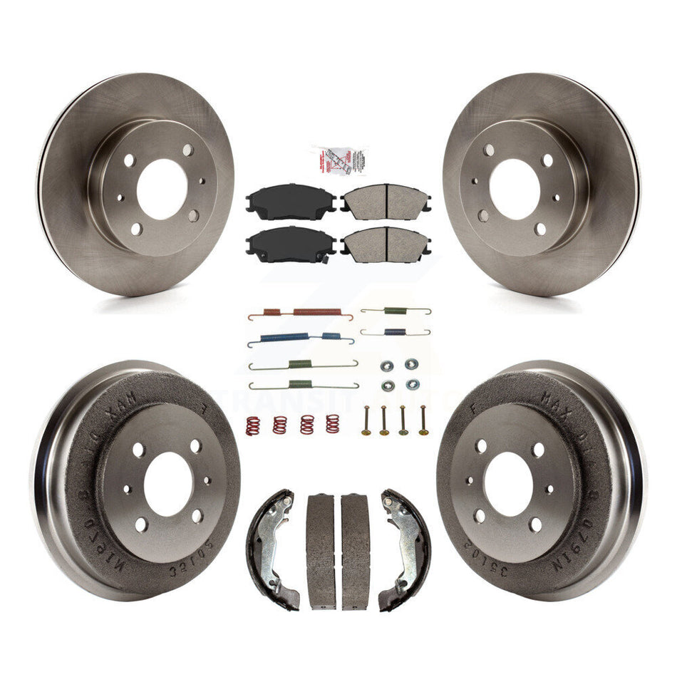 Front Rear Disc Brake Rotor Semi-Metallic Pad Drum Kit (7Pc) For 2003-2005 Hyundai Accent K8A-100289