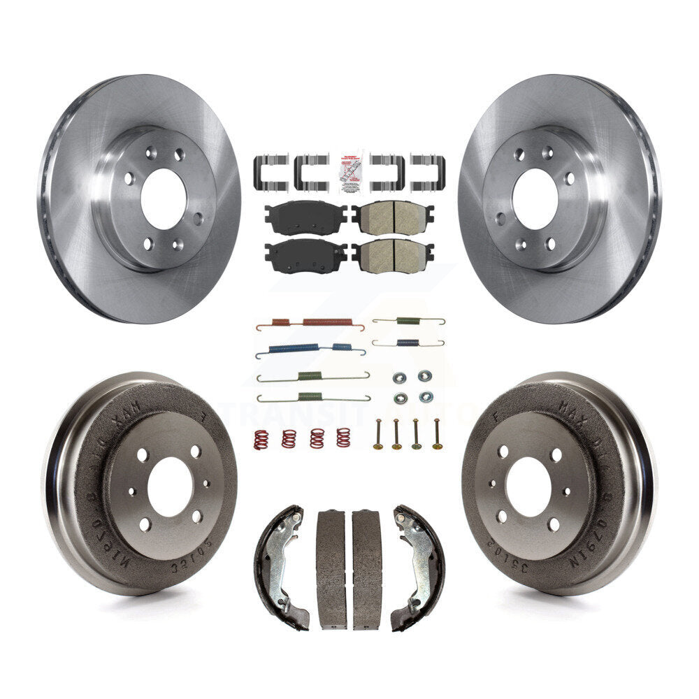 Front Rear Brake Rotor Semi-Metallic Pad Drum Kit (7Pc) For 06 Hyundai Accent To 09 30 05 K8A-100291