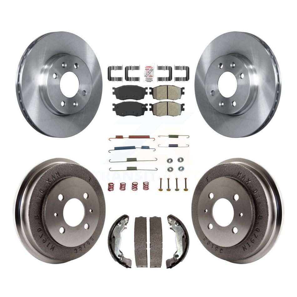 Front Rear Brake Rotor Semi-Metallic Pad Drum Kit (7Pc) For 06 Hyundai Accent To 09 30 05 K8A-100291