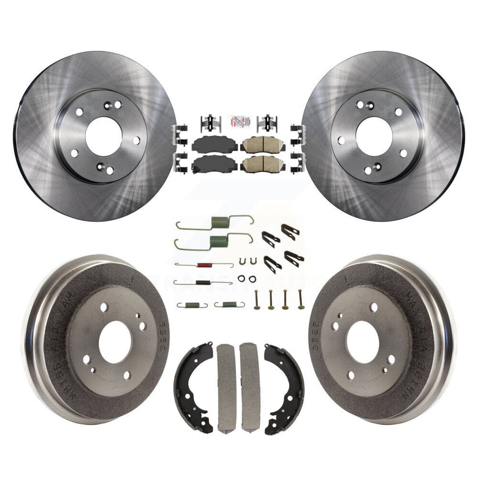 Front Rear Disc Brake Rotors Ceramic Pads And Drum Kit (7Pc) For Honda Accord 3.0L K8A-100293