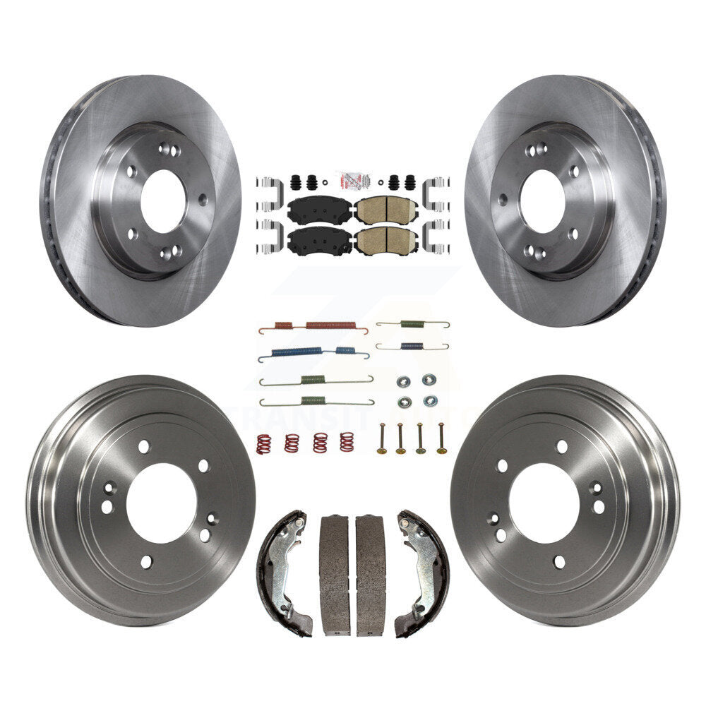 Front Rear Disc Brake Rotors Ceramic Pads And Drum Kit (7Pc) For Hyundai Elantra K8A-100306