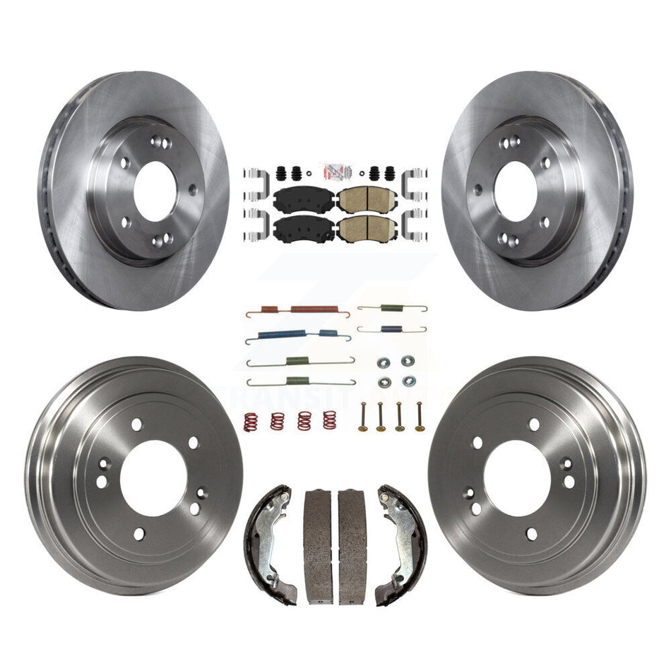 Front Rear Disc Brake Rotors Ceramic Pads And Drum Kit (7Pc) For Hyundai Elantra K8A-100306