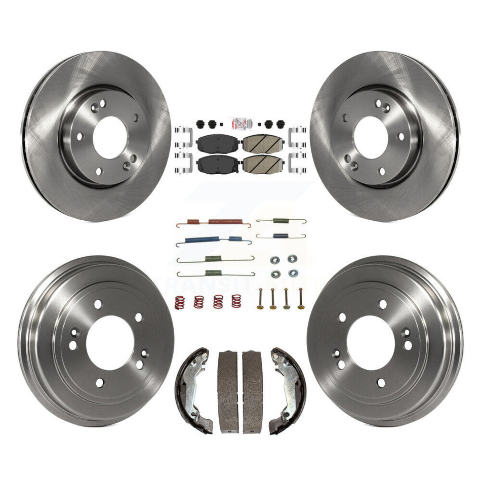 Front Rear Disc Brake Rotors Ceramic Pads And Drum Kit (7Pc) For Hyundai Elantra K8A-100307