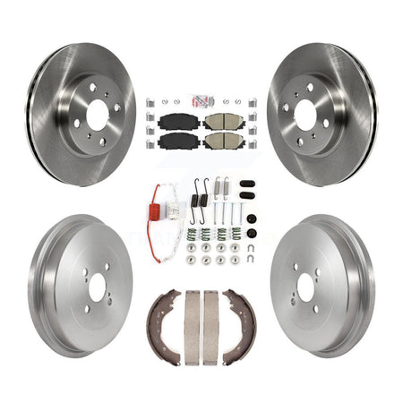 Front Rear Disc Brake Rotors Ceramic Pads And Drum Kit (7Pc) For Toyota Prius C Scion iQ K8A-100320