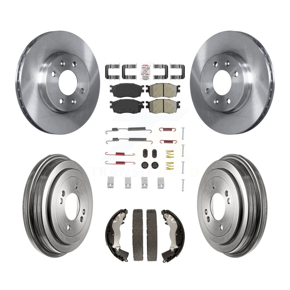 Front Rear Brake Rotor Semi-Metallic Pad & Drum Kit (7Pc) For Hyundai Accent Kia Rio Rio5 K8A-100326