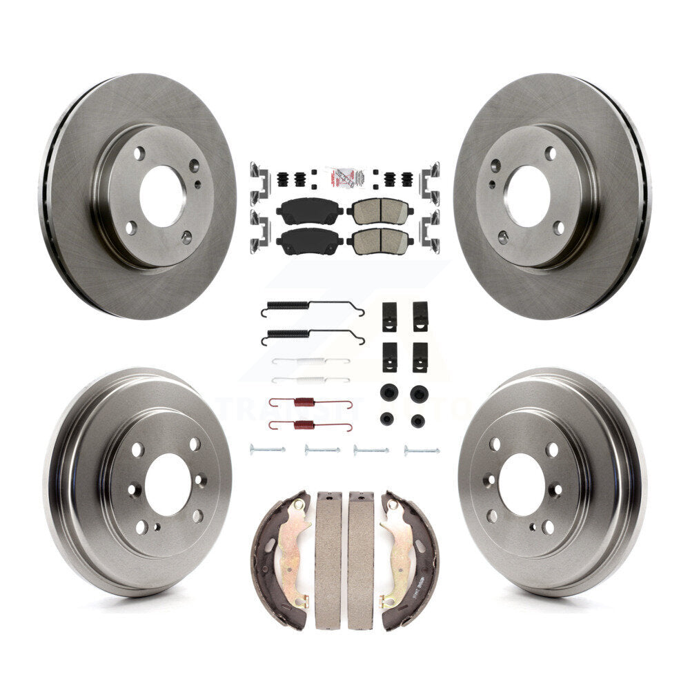 Front Rear Disc Brake Rotors Ceramic Pads And Drum Kit (7Pc) For Ford Fiesta K8A-100345