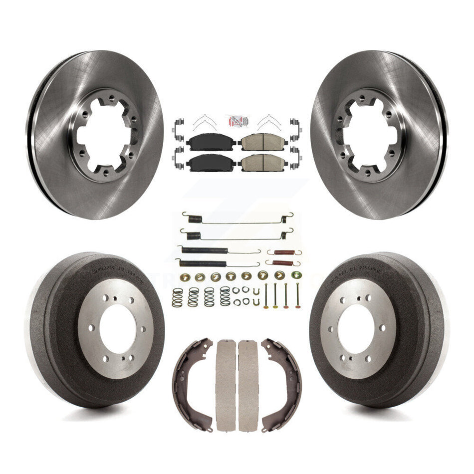 Front Rear Disc Brake Rotor Ceramic Pad Drum Kit (7Pc) For Nissan Pathfinder INFINITI QX4 K8A-100350