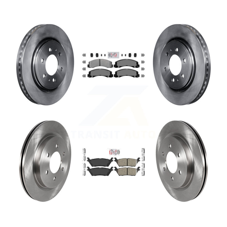 Front Semi-Metallic Rear Ceramic Pad & Brake Rotors Kit For Ford F-150 Expedition Lincoln K8A-101536
