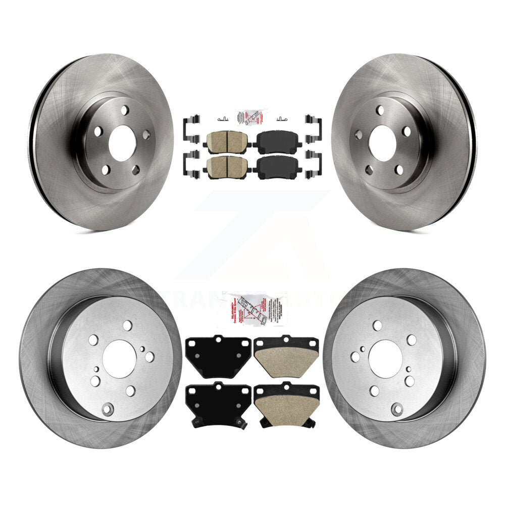 Front Ceramic Rear Semi-Metallic Pad & Brake Rotors Kit For Toyota Matrix Corolla Pontiac K8A-103398