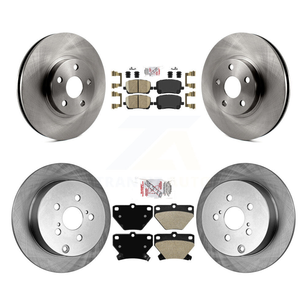 Front Ceramic Rear Semi-Metallic Pad & Brake Rotors Kit For Toyota Matrix Corolla Pontiac K8A-103399